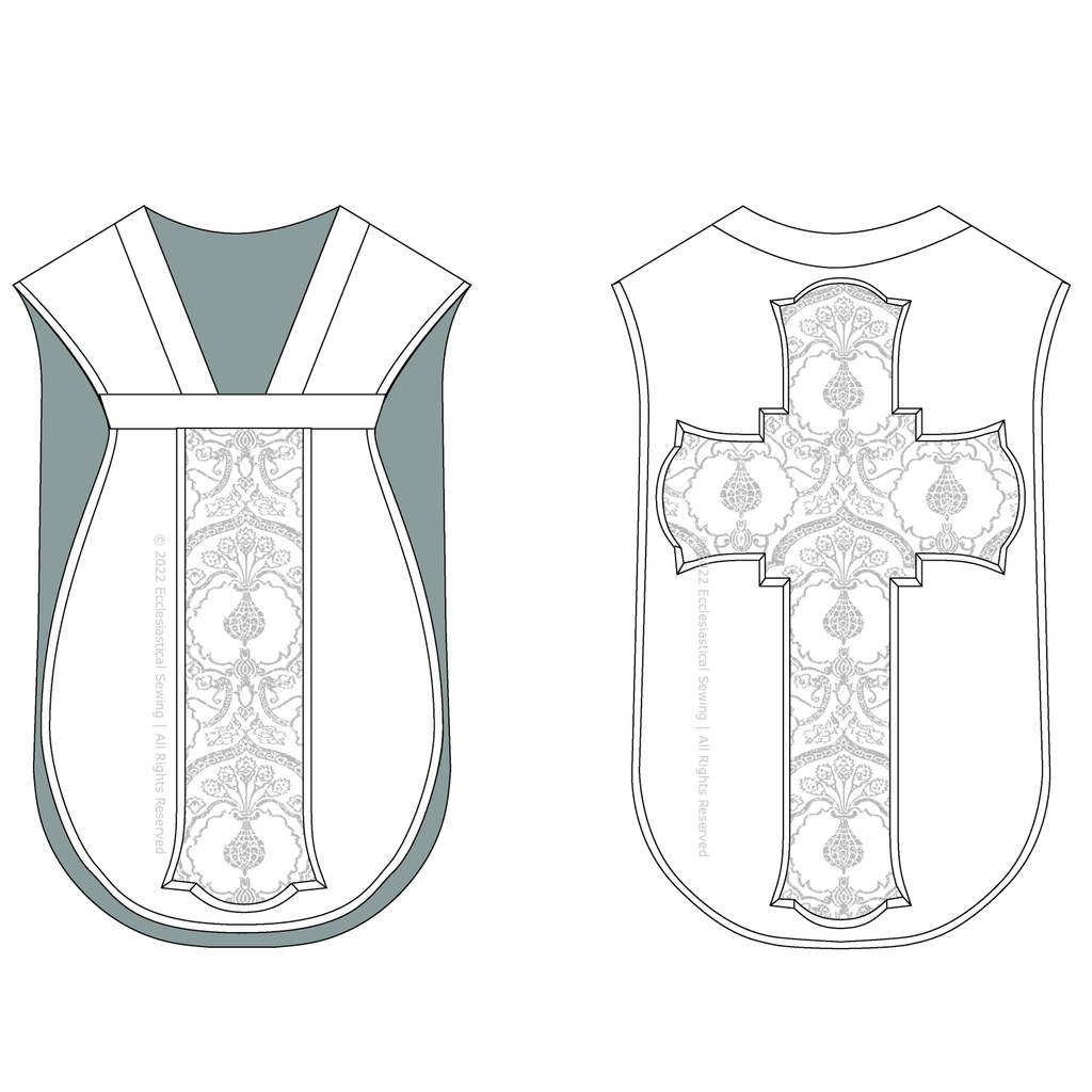Ecclesiastical Pattern Roman Chasuble Patterns w/ V-Neck Trim | Vestment & Chasuble Patterns ...