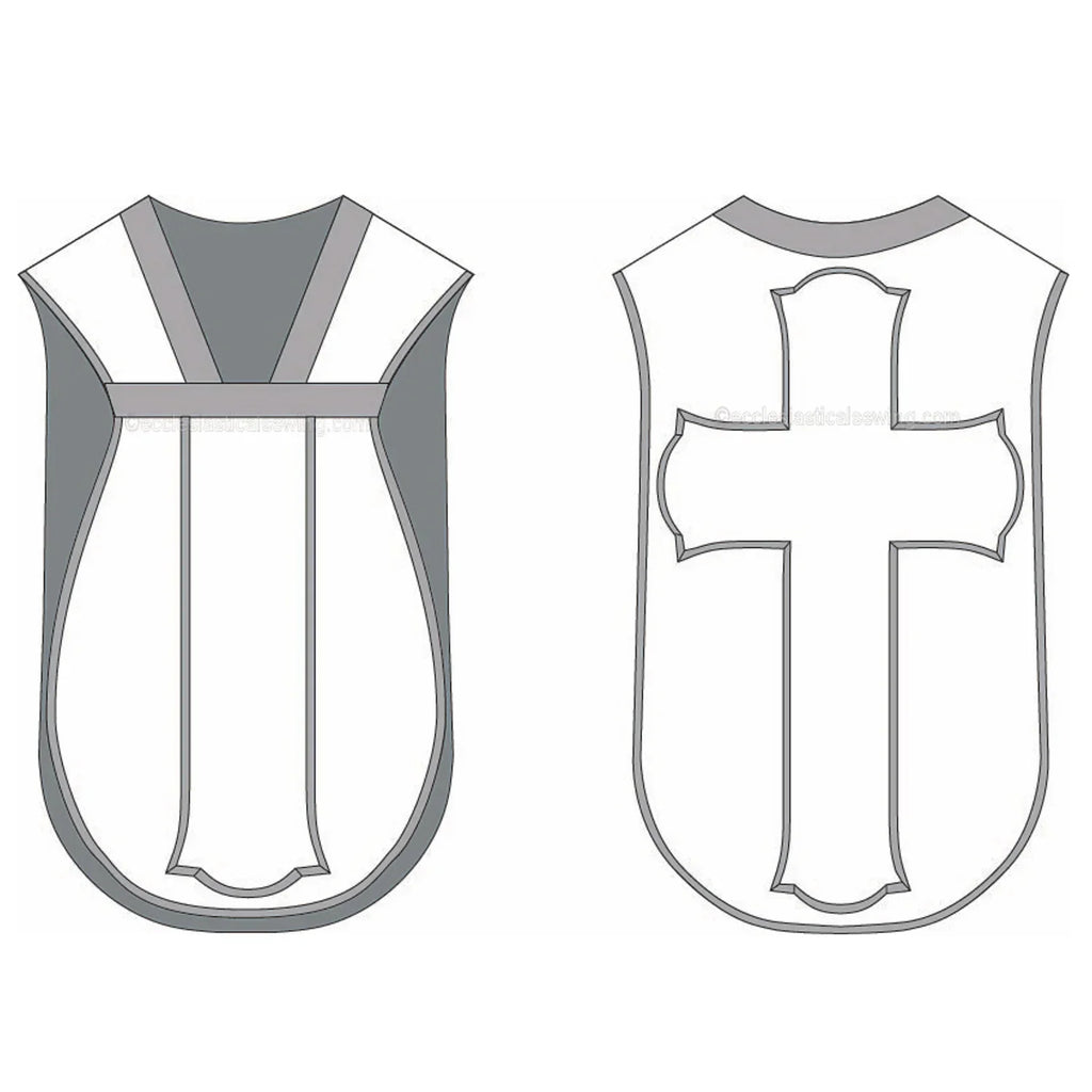 Ecclesiastical Pattern White Roman Chasuble Pattern Latin Mass | Church Vestment Sewing Pattern ...
