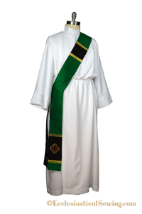 Non Denominational Stole | Alpha Omega Stole for Clergy (Black Silk)
