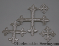 Silver Metallic Iron on Greek Cross | Iron on Cross applique Ecclesiastical Sewing