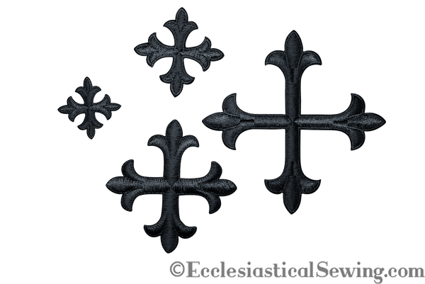 Small Cross Appliques Black with Iron On Backing For Church Vestments