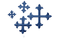 Small Cross Appliques Blue with Iron On Backing For Church Vestments