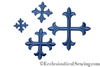 Small Cross Appliques Blue with Iron On Backing For Church Vestments