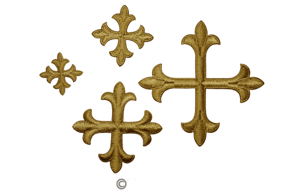 Small Cross Appliques Bright Gold Iron On Backing For Church Vestments