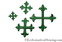 Small Cross Appliques Forest Green Iron On Backing For Church Vestments