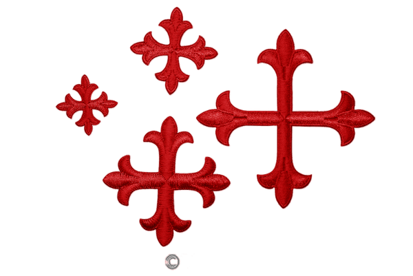 Small Cross Appliques Red Iron On Backing For Church Vestments