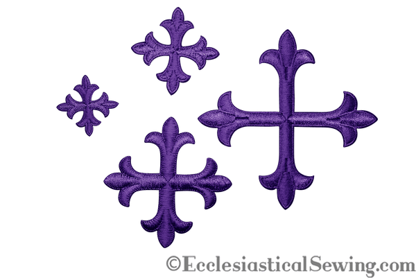 Small Cross Appliques  Violet Iron On Backing For Church Vestments