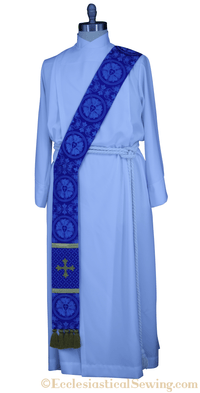 Advent Blue Deacon Stole Priest and Pastor Clergy Stole Ecclesiastical Sewing Luther Rose Brocade