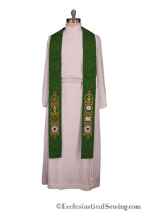 Reformation Stole | Lutheran Clergy Stole | Luther Rose Brocade (Style 3)