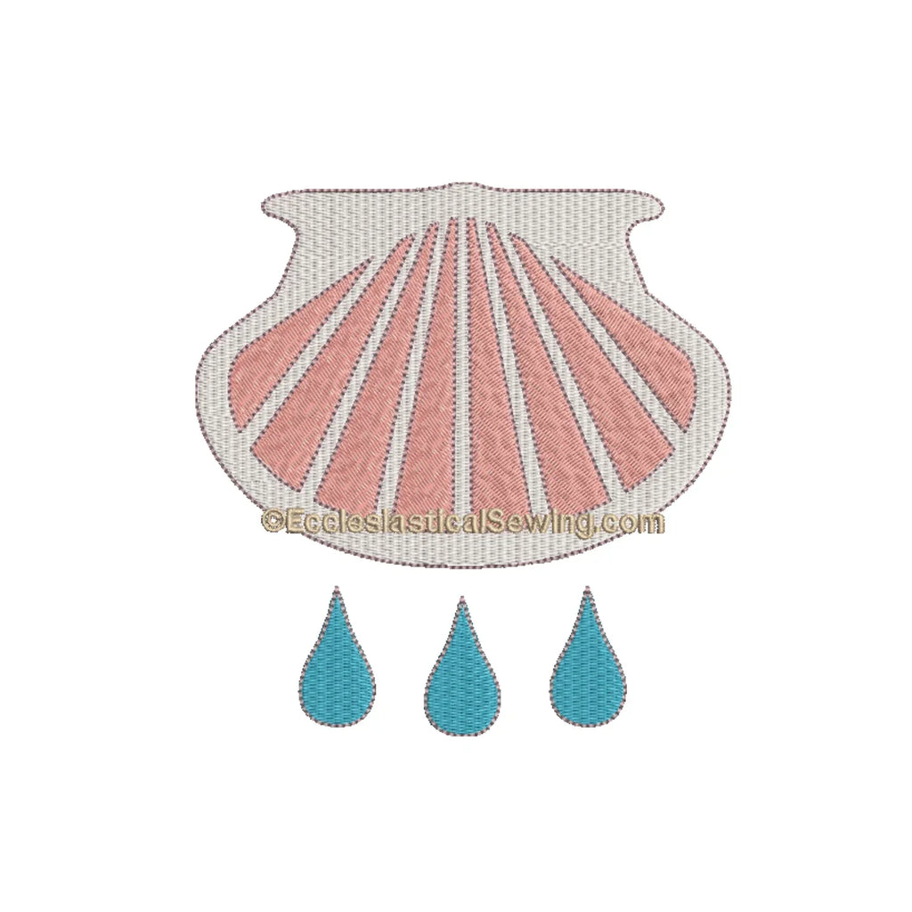 Stylized Baptism Shell Religious Embroidery | Digital Machine Embroide ...