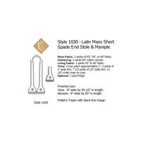 Style1030-LatinMass Tapered Short Stole Maniple Yardage Chart 