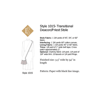 Style1015 Yardage chart Ecclesiastical Sewing