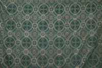 Green Metallic Religious Brocade Liturgical Fabric | Green Religious Church Brocade Fabric Ecclesiastical Sewing