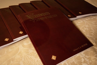 Vestments and How to Make Them: Front cover with fanned copies behind it.