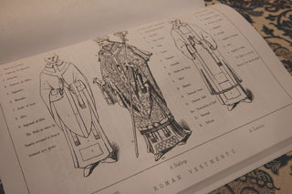 The Vestments of the Church by W. B. Marriott: Illustrated page identifying Roman vestments.