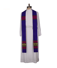Violet Lent Silk Dupioni Stole | Isidore of Seville Advent Priest Stole - Ecclesiastical Sewing