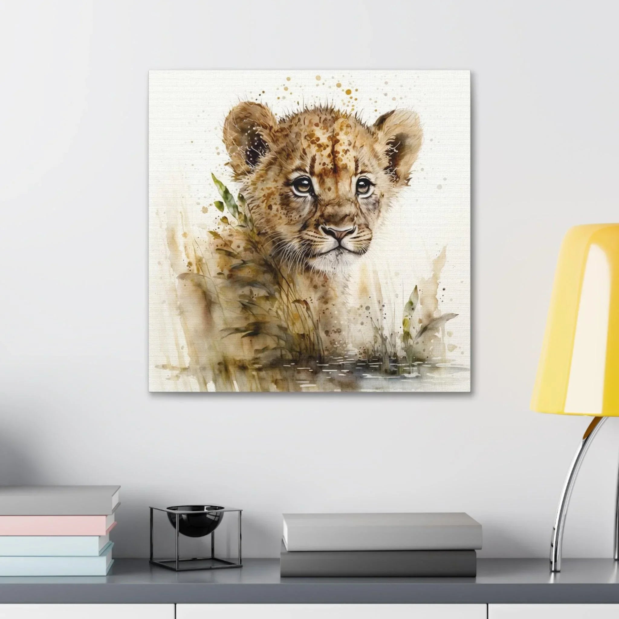Watercolor Baby Lion Print Cute Nursery Wall Art for Baby
