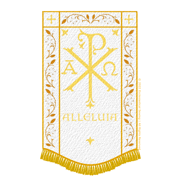 White Chi Rho Processional Banner | White Processional Banner - Ecclesiastical Sewing