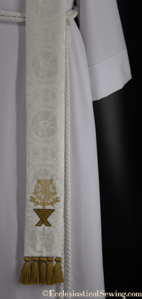 White Clergy Stole | Christmas Rose Easter Collection Style #1 - Ecclesiastical Sewing