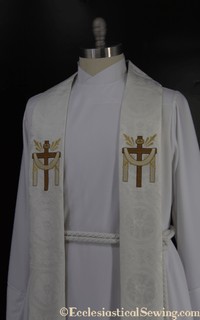 White Clergy Stole | Christmas Rose Easter Collection Style #1 - Ecclesiastical Sewing