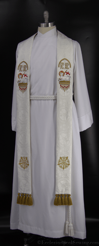 White Clergy Stole Agnus Dei | Easter Christmas Stole Ecclesiastical Sewing