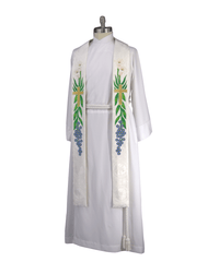 White Easter Lily Pastor Stole | White Lilies Priest Easter Stole Ecclesiastical Sewing