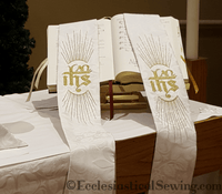 White Clergy Stole | IHS Monogram Pastor or Priest Stole (Handmade)