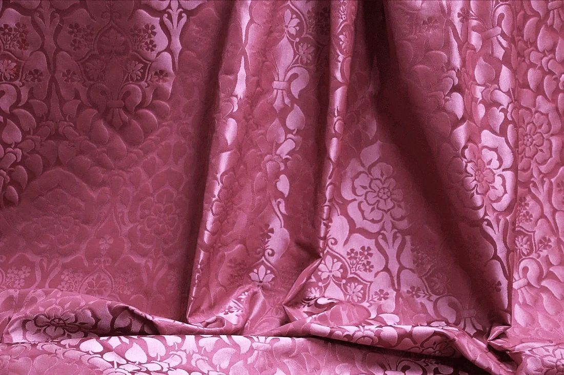 Rose brocade with a large floral pattern