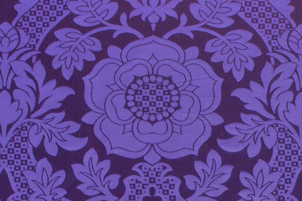 A rose from St. Margaret brocade in violet, close up
